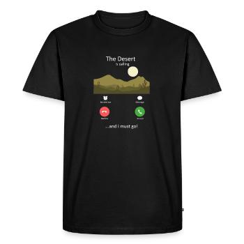 Appel désertique nature Aventure Sauvage - T-shirt Premium bio Homme - noir - Devant - Nico (187cm)