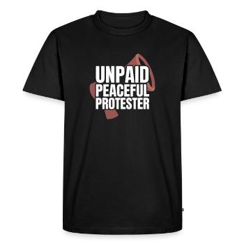 Militant pacifique non rémunéré déclarant Manifestation - T-shirt Premium bio Homme - noir - Devant - Nico (187cm)