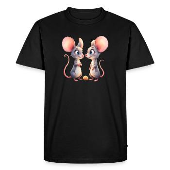 Little mice face to face - Men's Premium Organic T-Shirt - black - Front - Nico (187cm)