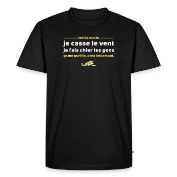 Je casse le vent je fais chier les gens, Brice - T-shirt Premium bio Homme - noir - Devant - Nico (187cm)