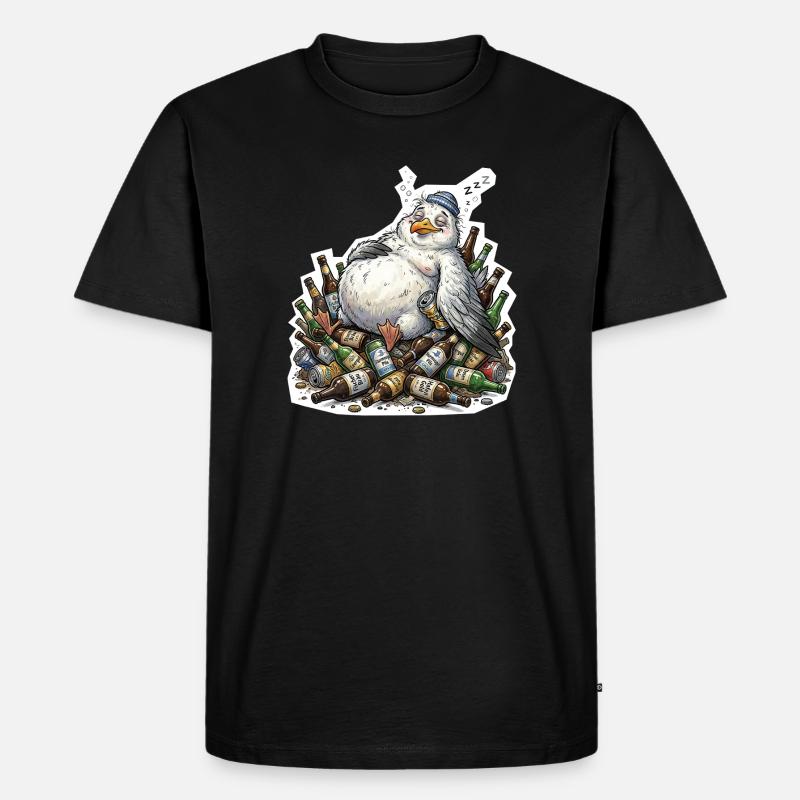 Betrunkene Möwe Bier - Männer Premium Bio T-Shirt - Schwarz