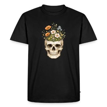 Fleurs Squelettes Nature Floral Gothic Fairycore - T-shirt Premium bio Homme - noir - Devant - Nico (187cm)