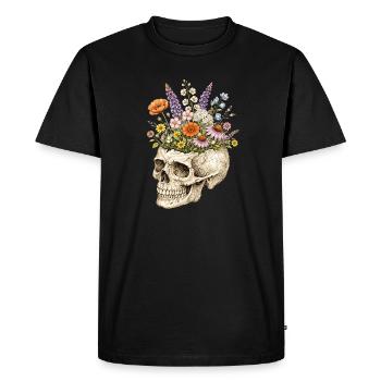 Fleurs Squelettes Nature Floral Gothic Fairycore - T-shirt Premium bio Homme - noir - Devant - Nico (187cm)