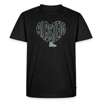 Cœur Albsteig avec des bottes de randonnée - T-shirt Premium bio Homme - noir - Devant - Nico (187cm)