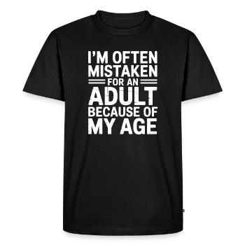 Saying Young Look Old Humor Funny Gift - Men's Premium Organic T-Shirt - black - Front - Nico (187cm)