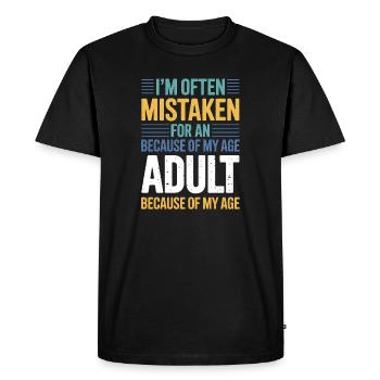 Saying Young Look Old Humor Funny Gift - Men's Premium Organic T-Shirt - black - Front - Nico (187cm)