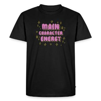Main Character Energy Tee - Men's Premium Organic T-Shirt - black - Front - Nico (187cm)