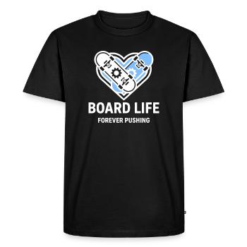 Vie de board, t-shirt de skateur stylé, sweat à capuche, sac - T-shirt Premium bio Homme - noir - Devant - Nico (187cm)