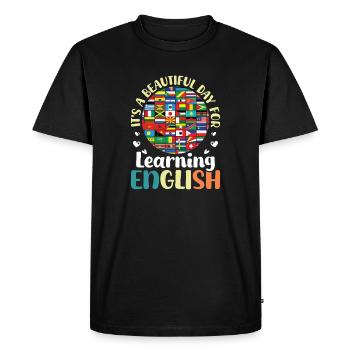 Professeur ELL Langue anglaise - T-shirt Premium bio Homme - noir - Devant - Nico (187cm)