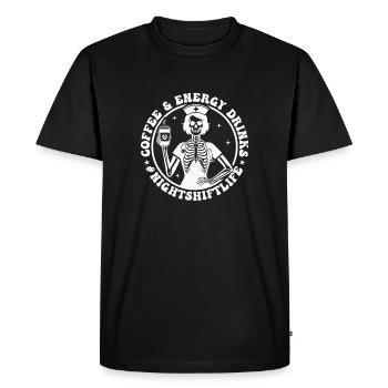 Squelette de café de nuit - T-shirt Premium bio Homme - noir - Devant - Nico (187cm)