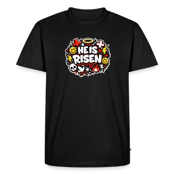he is risen - Men's Premium Organic T-Shirt - black - Front - Nico (187cm)