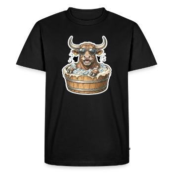 Taureau Taureau Bain de glace Vache taureau - T-shirt Premium bio Homme - noir - Devant - Nico (187cm)
