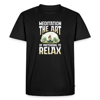 Méditation : L’art de faire semblant de se détendre - T-shirt Premium bio Homme - noir - Devant - Nico (187cm)