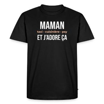 Maman Taxi Cuisinière et Plus - T-shirt Premium bio Homme - noir - Devant - Nico (187cm)