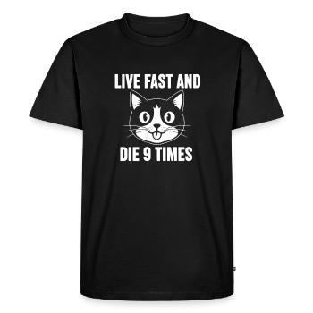 Mèmes de chats : Vis vite, meurs 9 fois - T-shirt Premium bio Homme - noir - Devant - Nico (187cm)