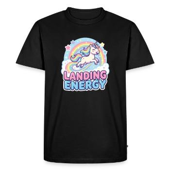 Énergie d’atterrissage Arc-en-ciel de la Licorne - T-shirt Premium bio Homme - noir - Devant - Nico (187cm)