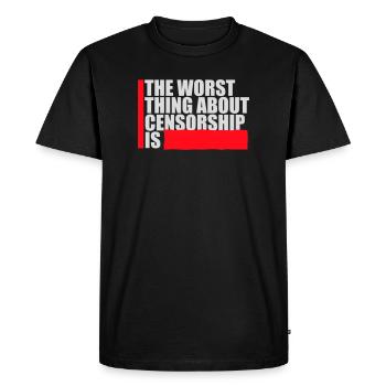 Le pire dans la censure, c’est l’ironie amusante - T-shirt Premium bio Homme - noir - Devant - Nico (187cm)