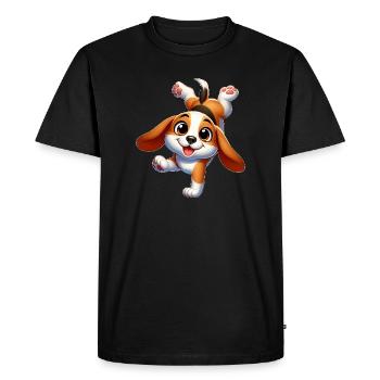 Beagle Handstand Breakdance Sporty Cute - Men's Premium Organic T-Shirt - black - Front - Nico (187cm)