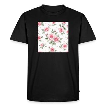 Roses and Hearts pattern - Men's Premium Organic T-Shirt - black - Front - Nico (187cm)