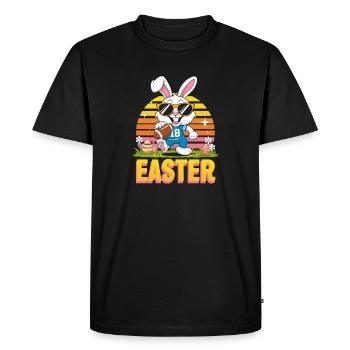 Maillot 18 : Lapin de football de Pâques avec lunettes de soleil - T-shirt Premium bio Homme - noir - Devant - Nico (187cm)