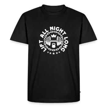 Bodybuilder en powerlifting Entraîne toute la nuit à la salle de sport - T-shirt Premium bio Homme - noir - Devant - Nico (187cm)