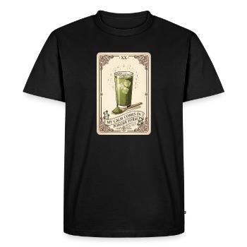 Tranquillity in powder form | Matcha Vintage - Men's Premium Organic T-Shirt - black - Front - Nico (187cm)