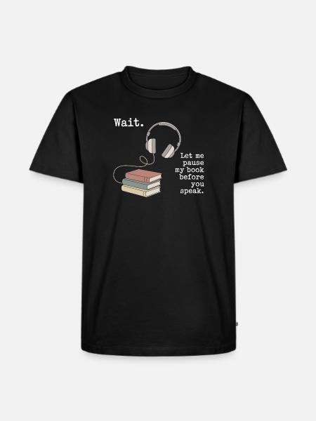 Hörbuch Kopfhörer Bücher - Männer Premium Bio T-Shirt - Schwarz