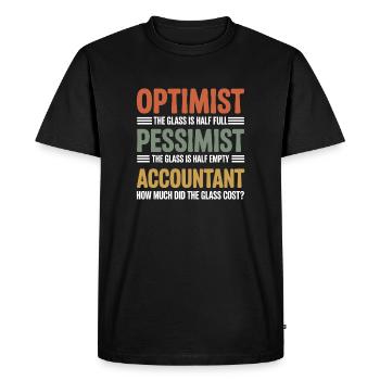 Optimiste Pessimiste Comptable Glass Cost Drôle - T-shirt Premium bio Homme - noir - Devant - Nico (187cm)