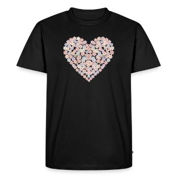 Pastel Flowers Heart Motif - Men's Premium Organic T-Shirt - black - Front - Nico (187cm)