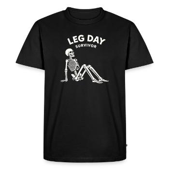 Leg Day Survivor – Chemise humoristique de fitness - T-shirt Premium bio Homme - noir - Devant - Nico (187cm)