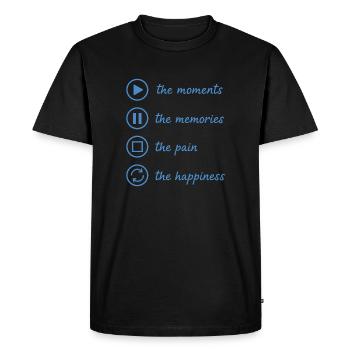Mindfulness, Moments, Memories, Happiness - Men's Premium Organic T-Shirt - black - Front - Nico (187cm)