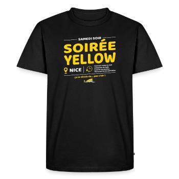 Soirée Yellow ! Soirées culte de Brice - T-shirt Premium bio Homme - noir - Devant - Nico (187cm)