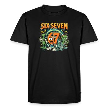 Six Seven 67 Italian Brainrot Nerd Humour Drôle - T-shirt Premium bio Homme - noir - Devant - Nico (187cm)