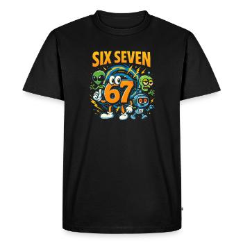 Six Seven 67 Italian Brainrot Nerd Humour Drôle - T-shirt Premium bio Homme - noir - Devant - Nico (187cm)