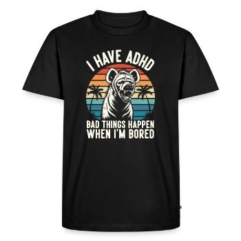 Hyène humoristique TDAH – Quand je m’ennuie eskali - T-shirt Premium bio Homme - noir - Devant - Nico (187cm)