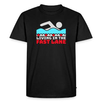 La vie dans la piscine flottante à toute vitesse, drôle de diction - T-shirt Premium bio Homme - noir - Devant - Nico (187cm)