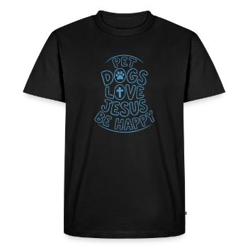 Les chiens de compagnie aiment Jésus Sois heureux - T-shirt Premium bio Homme - noir - Devant - Nico (187cm)