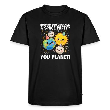 How To Organize Space Party Planet - Men's Premium Organic T-Shirt - black - Front - Nico (187cm)