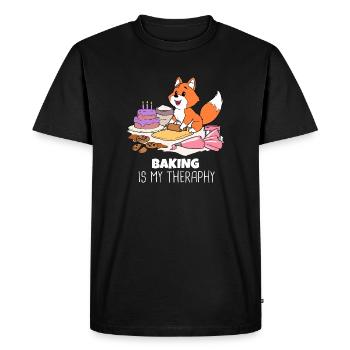 Thérapie pâtisserie Fuchs : gâteaux et biscuits - T-shirt Premium bio Homme - noir - Devant - Nico (187cm)
