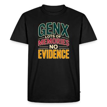 Souvenirs de la génération X – Aucune preuve - T-shirt Premium bio Homme - noir - Devant - Nico (187cm)