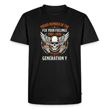 Ailes de crâne de la génération Y 1981-1996 - T-shirt Premium bio Homme - noir - Devant - Nico (187cm)