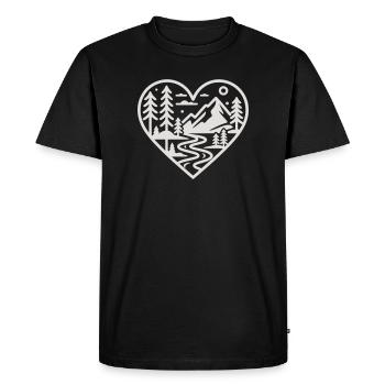 Heart Landscape Mountain River Forest - Men's Premium Organic T-Shirt - black - Front - Nico (187cm)