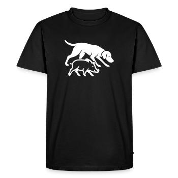 Chien de chasse et sanglier silhouette minimale – Extérieur - T-shirt Premium bio Homme - noir - Devant - Nico (187cm)