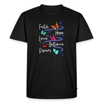 Jardin inspirant des papillons monarques - T-shirt Premium bio Homme - noir - Devant - Nico (187cm)