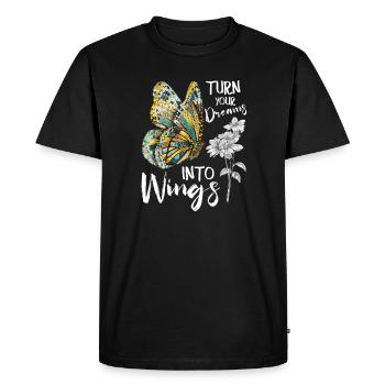 Jardin inspirant des papillons monarques - T-shirt Premium bio Homme - noir - Devant - Nico (187cm)