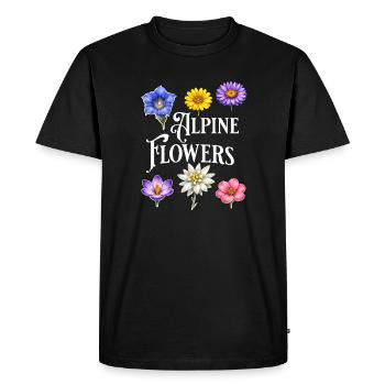 Fleurs alpines – Fleurs alpines Vintage Botanique D - T-shirt Premium bio Homme - noir - Devant - Nico (187cm)