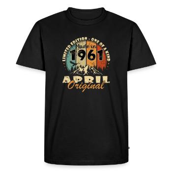 Anniversaire avril 1961 Épopée légendaire - T-shirt Premium bio Homme - noir - Devant - Nico (187cm)