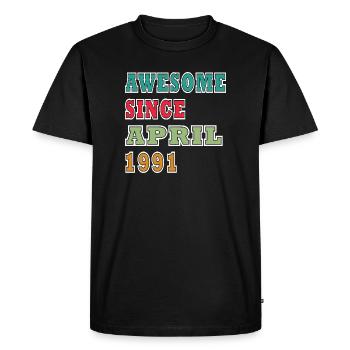 Anniversaire rétro d’avril 1991 - T-shirt Premium bio Homme - noir - Devant - Nico (187cm)