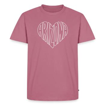 Arizona Herz Typo - Männer Premium Bio T-Shirt - Mauve - Vorne - Nico (187cm)