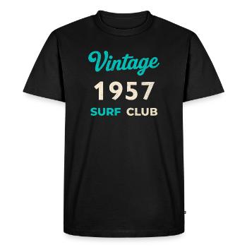 Cadeau rétro vintage de l’année de naissance du Surf Club 1957 - T-shirt Premium bio Homme - noir - Devant - Nico (187cm)